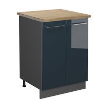 Vicco - Küchenschränke Fame-line, Dunkelblau Hochglanz, 60 Cm , Ap Eiche