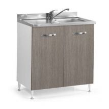 Küchengrundset unterspüle 80X50X85H 2 türen finish lärche grau
