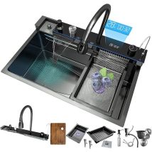 Küchenspüle Aus Edelstahl 304, Große, Multifunktionale Einzelspüle Mit Wasserfallauslauf, Zum Waschen Von Gemüse Und Geschirr – Telisiya – 68 X 46 Cm