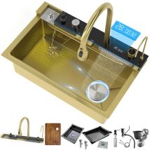 Küchenspüle Aus Edelstahl 304, Große, Multifunktionale Einzelspüle Mit Wasserfallauslauf, Zum Waschen Von Gemüse Und Geschirr – Telisiya – 68 X 46 Cm
