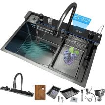 Küchenspüle Aus Edelstahl 304, Große, Multifunktionale Einzelspüle Mit Wasserfallauslauf, Zum Waschen Von Gemüse Und Geschirr – Telisiya – 80 X 46 Cm