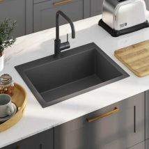 Küchenspüle Handgemachte Einbauspüle Spülen mit 1 Becken Spülbecken Schwarz Edelstahl DE66789