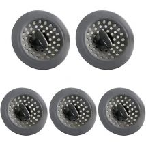 Woosien - Küchenspüle-sieb, 5er-pack, 2-in-1-spülbeckenstopfen, Für Badewannen, Waschbecken, Küchen, Badezimmer