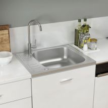 Maison Chic - Küchenspüle Spülen mit 1 Becken Spülbecken mit Abtropfset Silbern 500x600x155 mm Edelstahl DE55269