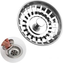 Küchenspülenstöpsel 78 mm, Universal-Küchenspülenfilter, Universal-Spülbeckenstöpsel aus Edelstahl – Spülbecken-/Waschbeckenstöpsel – Küchenspülensieb