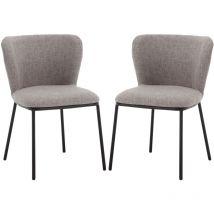 Wahson Esszimmerstühle 2er Set aus Leinen, Küchenstühle mit Metallgestell, Moderne Polsterstuhl ohne Armlehne, Grau