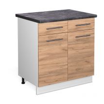 Vicco - Küchenunterschrank Fame-line, Goldkraft Eiche, 80 Cm , Ap Anthrazit