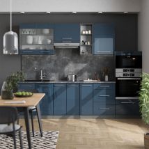 Vicco - Küchenzeile Fame-Line, Dunkelblau Hochglanz/Anthrazit, 280 cm , ap Anthrazit