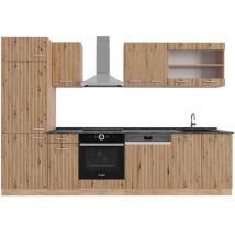 Vicco - Küchenzeile R-Line, Artisan-Eiche/Goldkraft Eiche, 300 cm , ap Anthrazit