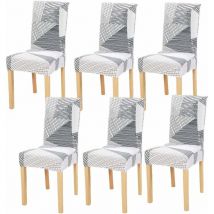 6 Pièces Housses de Chaise de Salle à Manger Couverture de Chaise Extensible Amovible Lavable élastique pour Un Ajustement Universel-Fei Yu