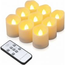 Kueatily - Bougies led, Lot de 9 bougies led sans flamme aveCôtélécommande et minuterie Bougie électrique pour les décorations de Noël de mariage à