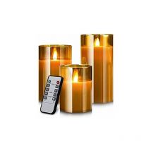 Kueatily - Bougies Led sans flamme avec Pôles avec minuterie à effet de verre à distance marron-Fei Yu