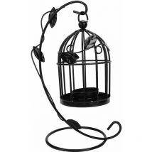 Chandelier à Cage à Oiseaux Decorative, Bougeoir en Fer Vintage pour Décoration de Table Mariage(Noir)-Fei Yu