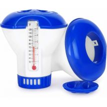 Kueatily - Diffuseur Flottant Piscine, 2 Pack Diffuseur de Chlore Flottant avec thermomètre de débit Ajustables & Bouchon de Verrouillage pour Tous