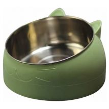 Gamelle Chat 1L Bol pour Animaux en Acier Inoxydable Base Antidérapante Anti-débordôment Tapis en Caoutchouc Grand Bol Chien Vert-Fei Yu