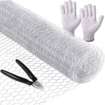 Grillage à poules léger, grillage galvanisé hexagonal avec mini pince coupante + gants, pour projets d'artisanat, jardinage, décoration d'intérieur