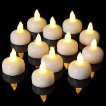 Kueatily - Lot de 12] Bougies led flottantes, réutilisables, bougies chauffe-plat, étanches sans flamme pour Piscine, baignoire, étang, fête et