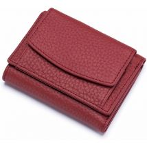 Kueatily - Portefeuille léger en cuir pour femmes à trois volets (rouge)-Fei Yu