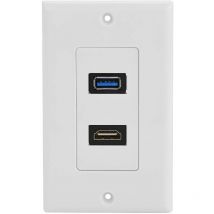 Kueatily - Prise hdmi et usb 3.0 prise murale, prise encastrée prise murale, 2 ports hdmi prise de jonction haute vitesse prise encastrée, blanc-Fei