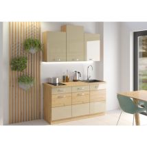 Küchen Preisbombe - Küche Eiche Artisan Cappuccino 150 Küchenzeile Hochglanz Küchenblock Singleküche