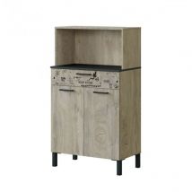 Küchenschrank 72x40x126 cm Eiche und anthrazitgrau mit 2 Türen und 1 Schublade – Renon
