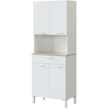 Küchenschrank 72x40x186 cm mattweiß und kanadische Eiche mit 4 Türen und 1 Schublade – Fanaro