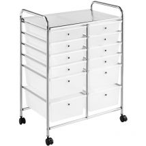 Küchenwagen Rollwagen Küchenrollwagen mit 12 stapelbaren Schubladen Servierwagen Allzweckwagen für Bad, Küche, Büro, Kosmetik, 63 × 38,5 × 82 cm