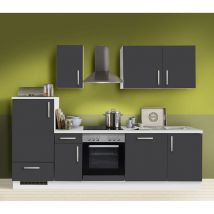 Lomadox - Küchezeile mit E-Geräten Premium Schiefer grau 270cm MANCHESTER-87 inklusive Geschirrspüler