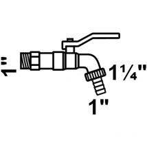 Ms Kugel-Auslaufhahn, nickel, 1'AG x 1 1/4'AG x 1'T