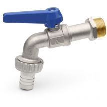 Kugelhahn mit Schlauchhalter, schwere Ausführung, blauer Aluminiumhebel 1/2' APM 2090B 015 1/2' x 3/4'