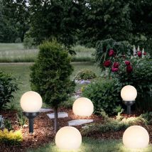 Kugelleuchte Solar 10 cm Solarleuchte Kugel Garten led Gartendeko Solarkugel für Außen klein, Leuchtdauer ca. 6-8 Stunden, h 38 cm, 5er Set