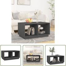 Soekavia - The Living Store Couchtisch Grau 80x50x40 cm Massivholz Kiefer - Holz Couchtisch - Kiefernholz Couchtisch - Grau Couchtisch