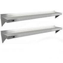 2 x Gastro Edelstahl Regal Wandregal Küchenregal Wandbord Gewürzregal 1940mm x 300mm - Kukoo