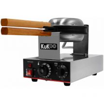 Gaufrier Rond Commercial Rotatif Professionnel - 1000W - 50° à 250°C 2 Plaques Téflon Anti-Adhésives - Minuterie-Gaufre de Liège de Bruxelles Belges