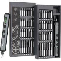 Mini Tournevis Electrique Sans Fil 64 en 1 Précision Tournevi avec led Réglage Couple à 5 Vitesses 64 Embout de Tournevis pour Téléphone, Montres,