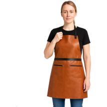 Kunstlederschürze 80x70 cm – verstellbarer Nackenbinder – zwei vordere Taschen – braun