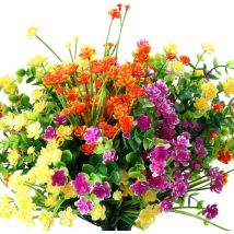 Künstliche Blumen, 6 Arten, UV-beständig, Sträucher für den Außenbereich, zum Aufhängen, Pflanzgefäß, Zuhause, Hochzeit, Veranda, Fensterdekoration,