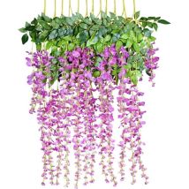 Künstliche Glyzinien, 12 Stück – Länge 110 Cm – Seide Und Kunststoff – Wanddekoration Für Hochzeiten Und Feiern – Leuchtende Farben