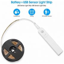 2M LED-Streifen mit Bewegungssensor, 120 LEDs, dimmbar, batteriebetrieben, LED-Licht, selbstklebender LED-Streifen, Lichtstreifen für Küche, Wand,
