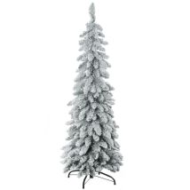 Künstlicher Weihnachtsbaum Mit Stahlständer, 253 Schneebedeckten Zweigen, Faltbarem Fuß, 135 Cm Hoch, Grün