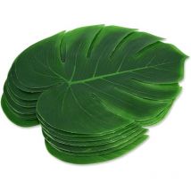 Künstliches Palmblatt-Tischset, 12 Stück, künstliche grüne Blätter, Simulation künstliches Blatt Hawaii, rutschfester Tischschutz für Restaurant,