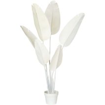 Kunstpflanze Weiß Kunststoff 123 cm Bananenbaum Badezimmer Wohnzimmer Schlafzimmer Indoor Künstliche Pflanze Zimmerpflanze im Topf