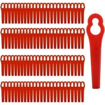 Kunststoff-Ersatzklingen, rote Rasenmäher-Kantenklinge, Kunststoff-Kantenklinge, Ersatzklingen für Akku-Trimmer – 100 Stück
