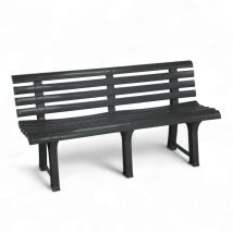 Spetebo - Kunststoff Gartenbank 3-Sitzer 145 x 74 cm - anthrazit - Garten Sitzbank mit Rückenlehne wetterfest 200 kg Belastbarkeit