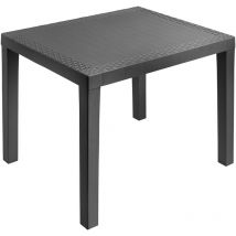 Kunststoff Gartentisch Rechteckig Anthrazit - 78 X 72 Cm - Campingtisch Mit Dekor In Rattan Optik