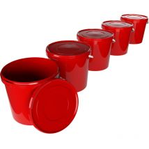 Fixedbyu - Seau avec couvercle 10 litres en rouge - 5 pièces
