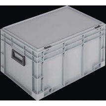 Kunststoffkoffer L600xB400xH333 mm PP 2 Griffe Schiebeverschluss grau 60 l