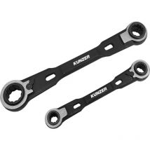 7RRS02 Kit chiavi poligonali a cricchetto 4 vie Misura (metrica) 8 - 19 mm - Kunzer