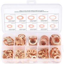 Kupfermetallscheiben, Dichtungsringe, Flachscheiben, O-Ringe mit Box zum Abdichten - 200 Stück/M5 M6 M8 M10 M12 M14