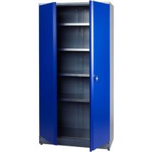Küpper armoire haute modèle 70287, 204 x 53 x 91 cm, 1 porte double, 4 tablettes, bleu outremer